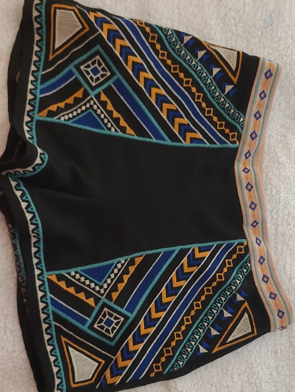 Black Geometric Embroidered Shorts Never Worn Sz M